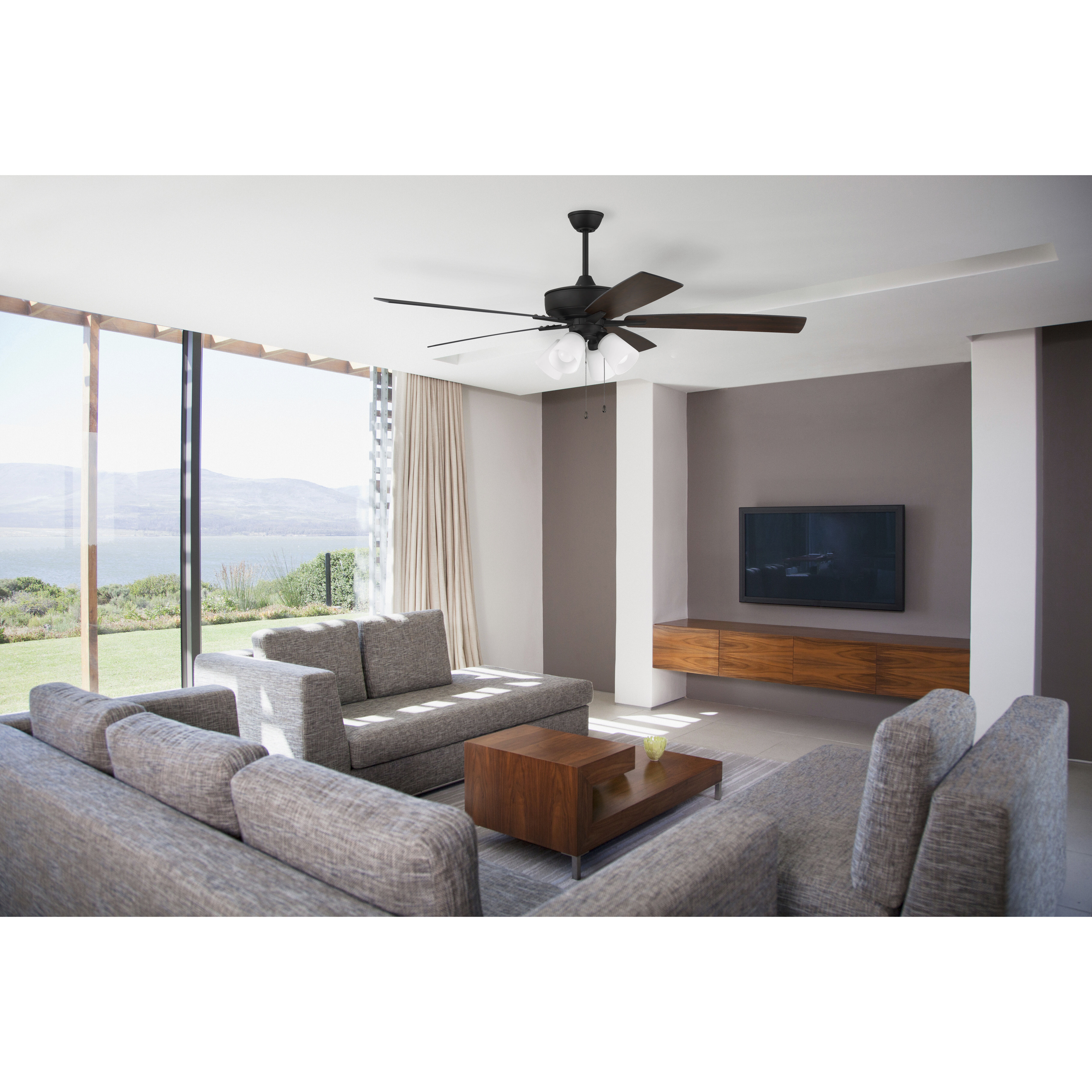 Super Pro 114 60 inch Brushed Satin Nickel with Brushed Nickel/Greywood Blades Contractor Ceiling Fan
