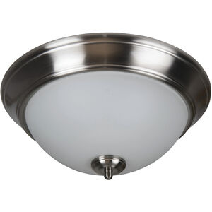 Pro Builder 3 Light 15 inch Brushed Polished Nickel Flushmount Ceiling Light in White Frosted Glass