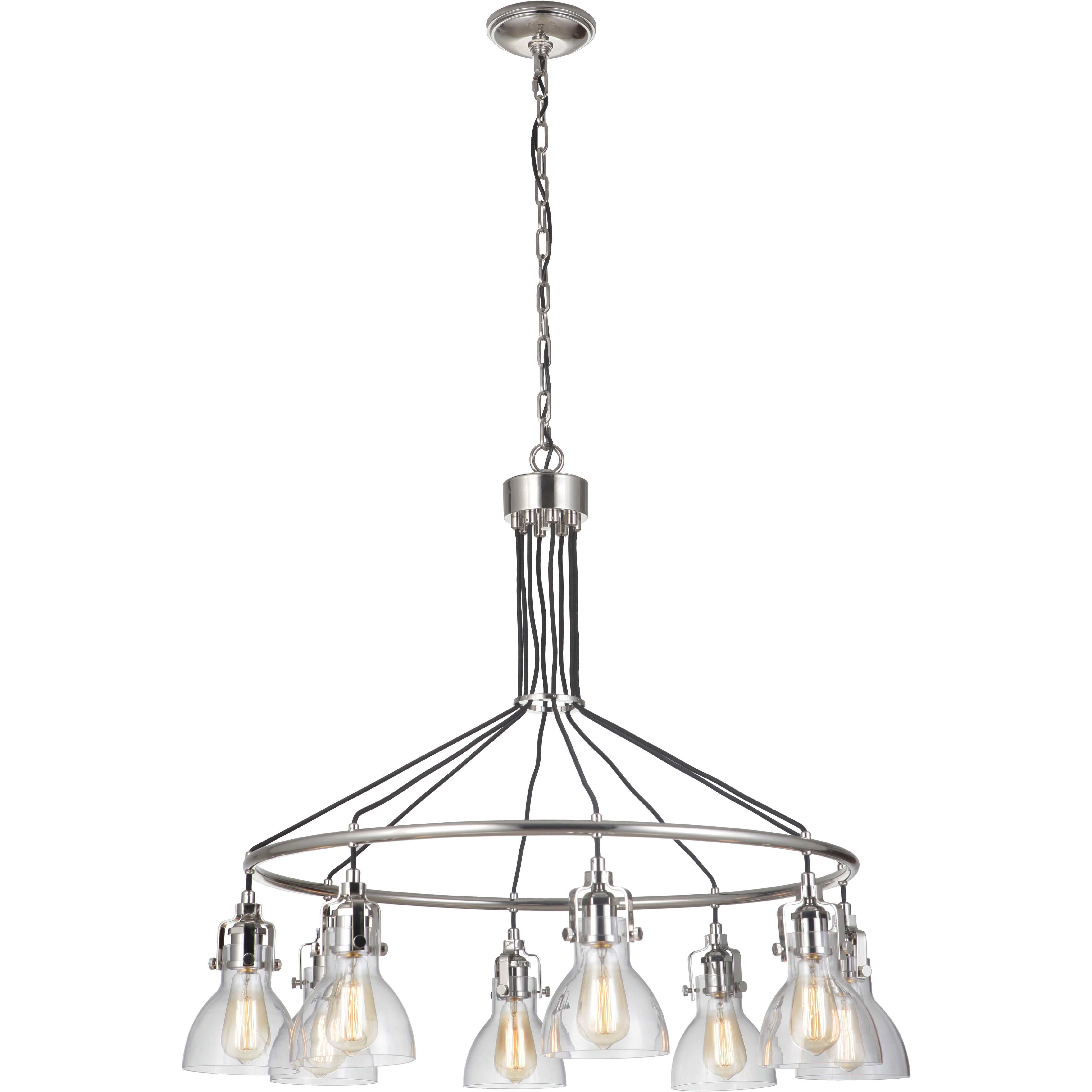 State House 8 Light 37.44 inch Polished Nickel Chandelier Ceiling Light