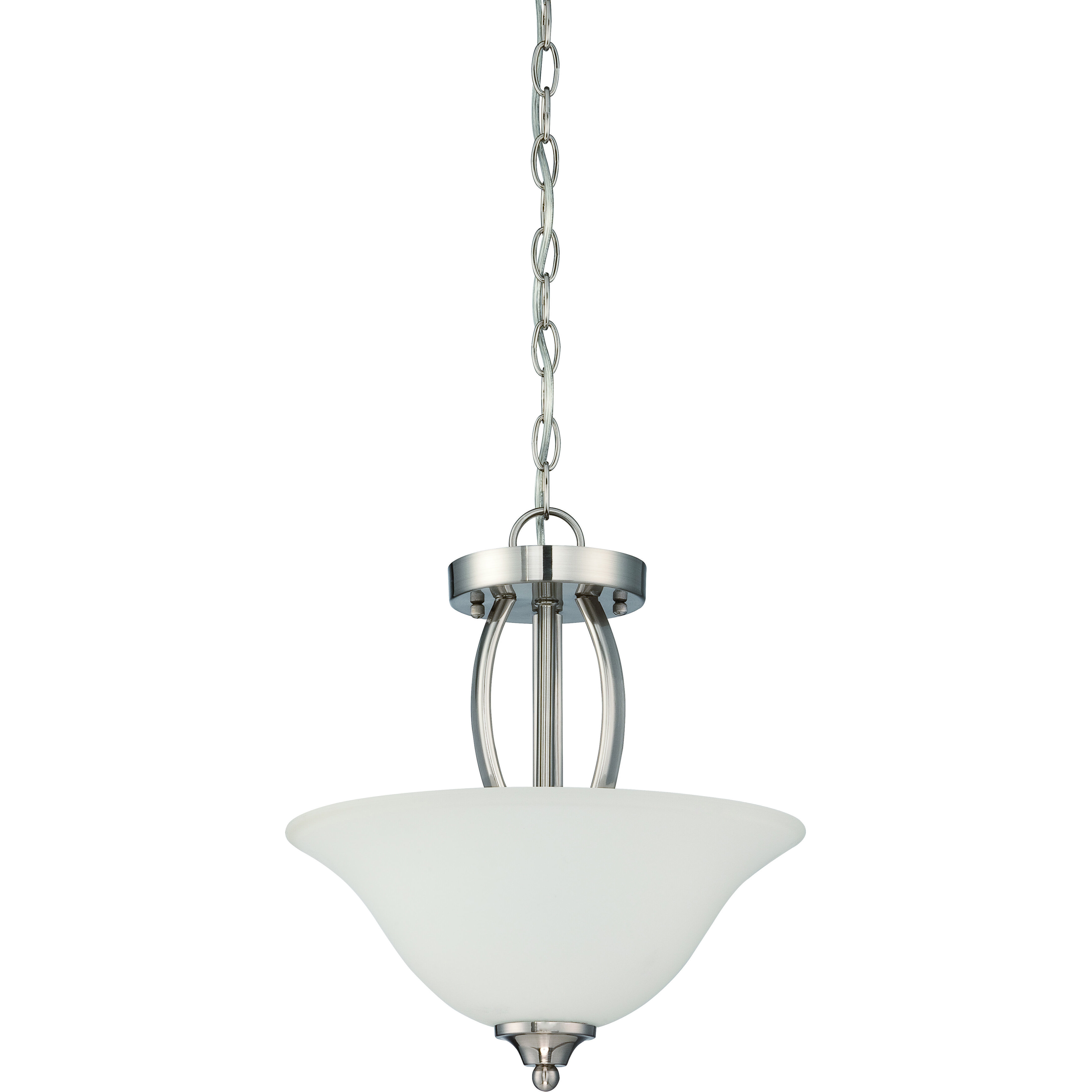 Northlake 2 Light 14 inch Satin Nickel Convertible Semi Flush Ceiling Light, Convertible to Pendant
