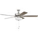 Super Pro 111 60 inch Brushed Polished Nickel with Driftwood/Grey Walnut Blades Contractor Ceiling Fan