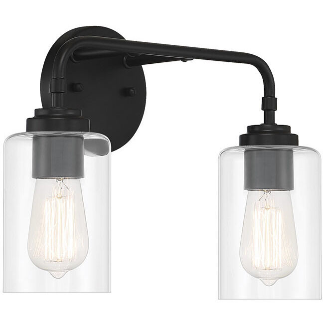 Stowe 2 Light 15 inch Flat Black Vanity Light Wall Light