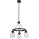 Foxwood 3 Light 21.75 inch Flat Black with Dark Teak Chandelier Ceiling Light in Flat Black/Dark Teak