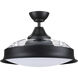 Union 42 inch Flat Black with Clear Acrylic Blades Fan, Hidden Blades