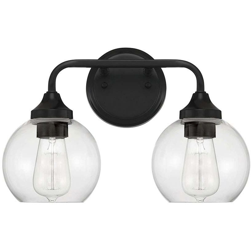 Glenda 2 Light 15 inch Flat Black Vanity Light Wall Light