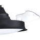 Union 42 inch Flat Black with Clear Acrylic Blades Fan, Hidden Blades