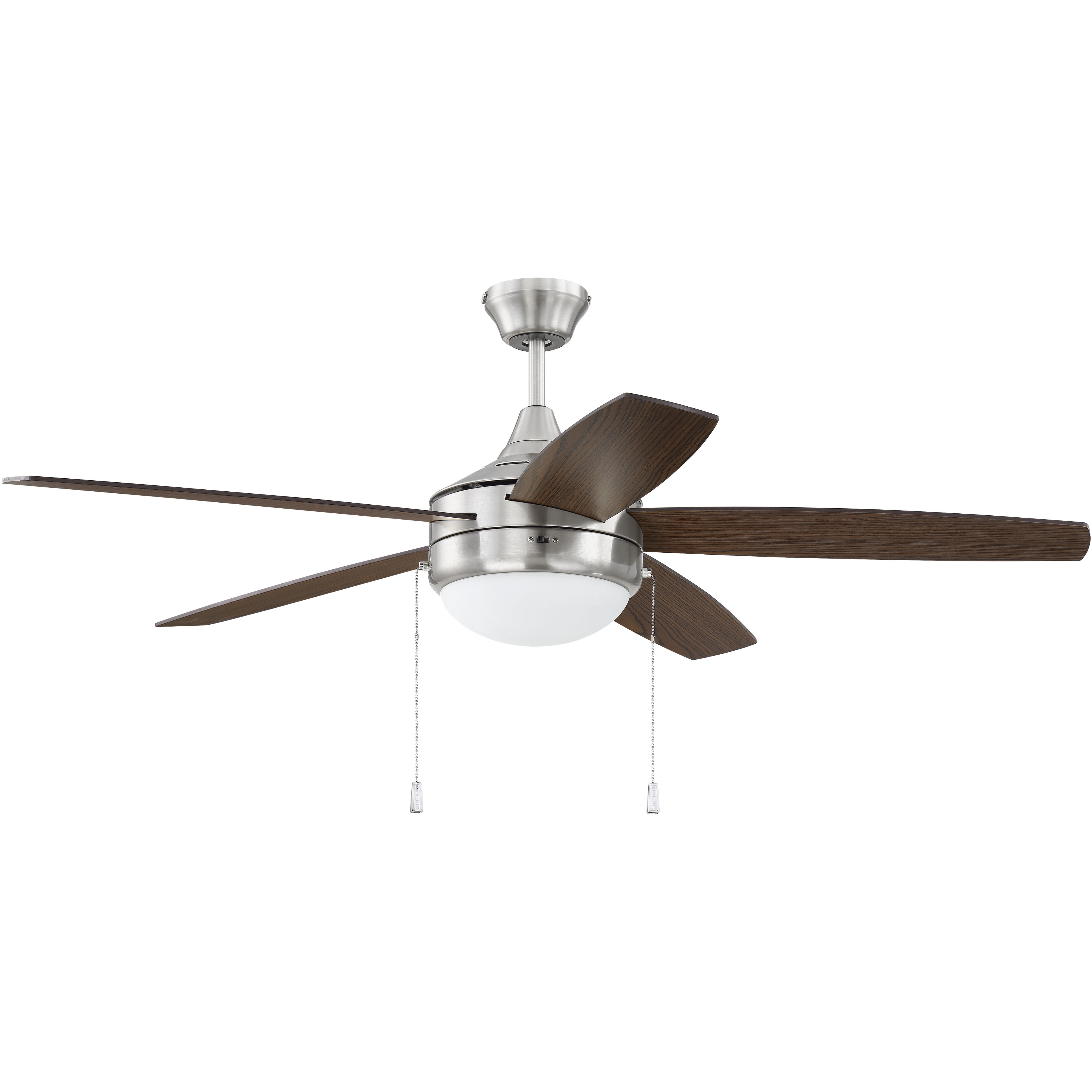 Phaze 5 52 inch Brushed Polished Nickel with Walnut/Dark Oak Blades Fan