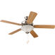 Decorator's Choice 52 inch Brushed Polished Nickel with Light Maple/Mahogany Blades Ceiling Fan