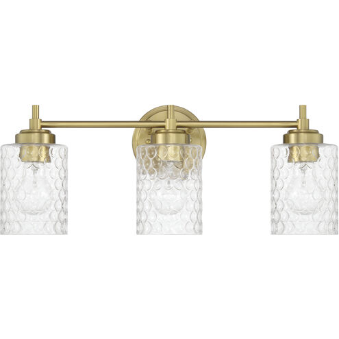 Claire 3 Light 21.13 inch Satin Brass Vanity Light Wall Light