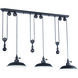 Jeremiah 3 Light 12 inch Aged Bronze Brushed Pulley Pendant Ceiling Light, Canopy is   48" left to right to right and fron to back is 4.75"