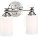 Neighborhood Dardyn 2 Light 13.38 inch Brushed Polished Nickel Vanity Light Wall Light in White Frosted Glass