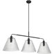 Pleated 3 Light 14 inch Flat Black Island Light Ceiling Light