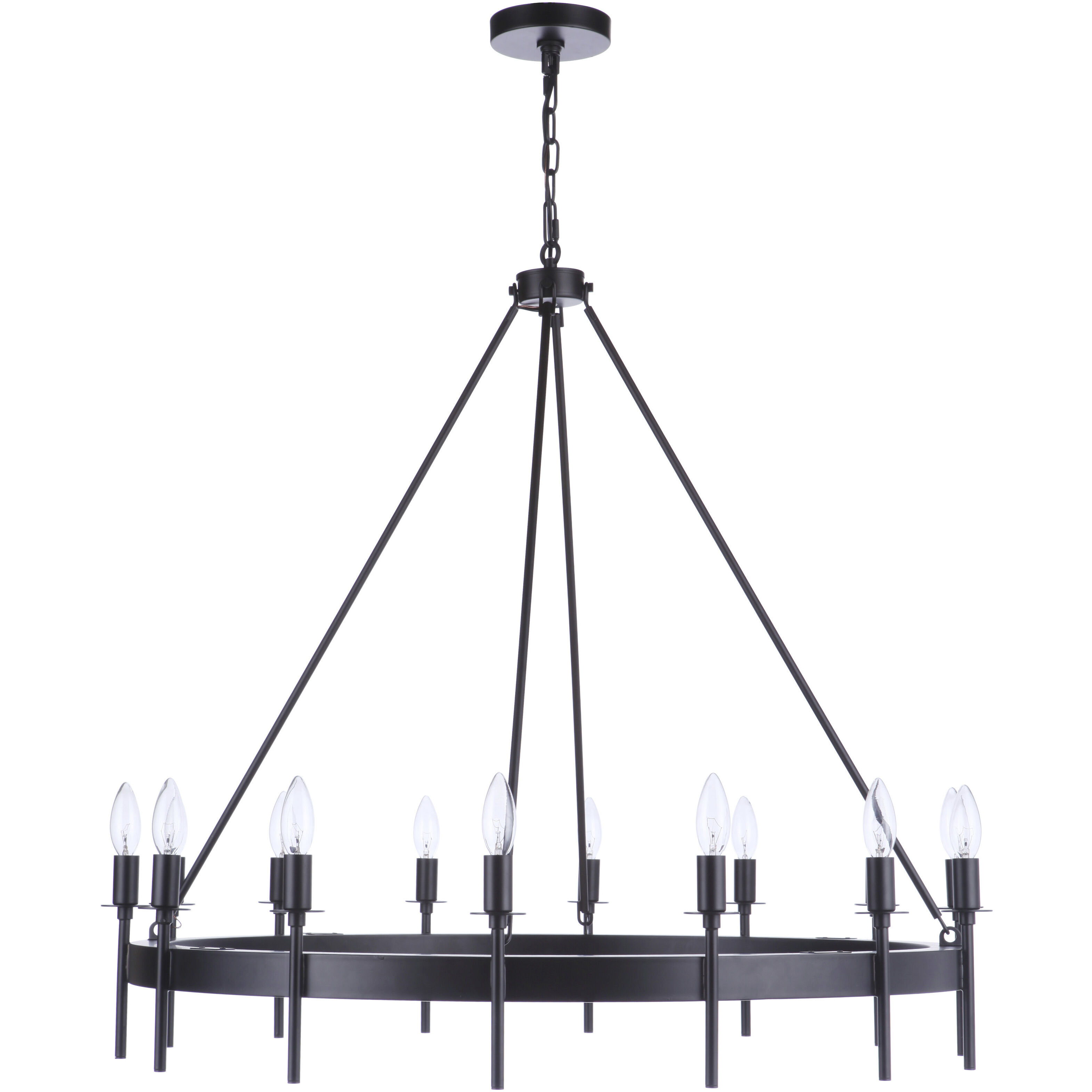 Larrson 14 Light 36 inch Flat Black Chandelier Ceiling Light