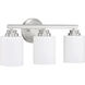 Neighborhood Bolden 3 Light 18 inch Brushed Polished Nickel Vanity Light Wall Light in White Frost Glass, Neighborhood Collection