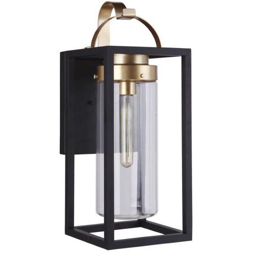 Neo 1 Light 17 inch Midnight / Satin Brass Outdoor Wall Lantern