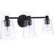 Emilio 3 Light 23 inch Flat Black Vanity Light Wall Light