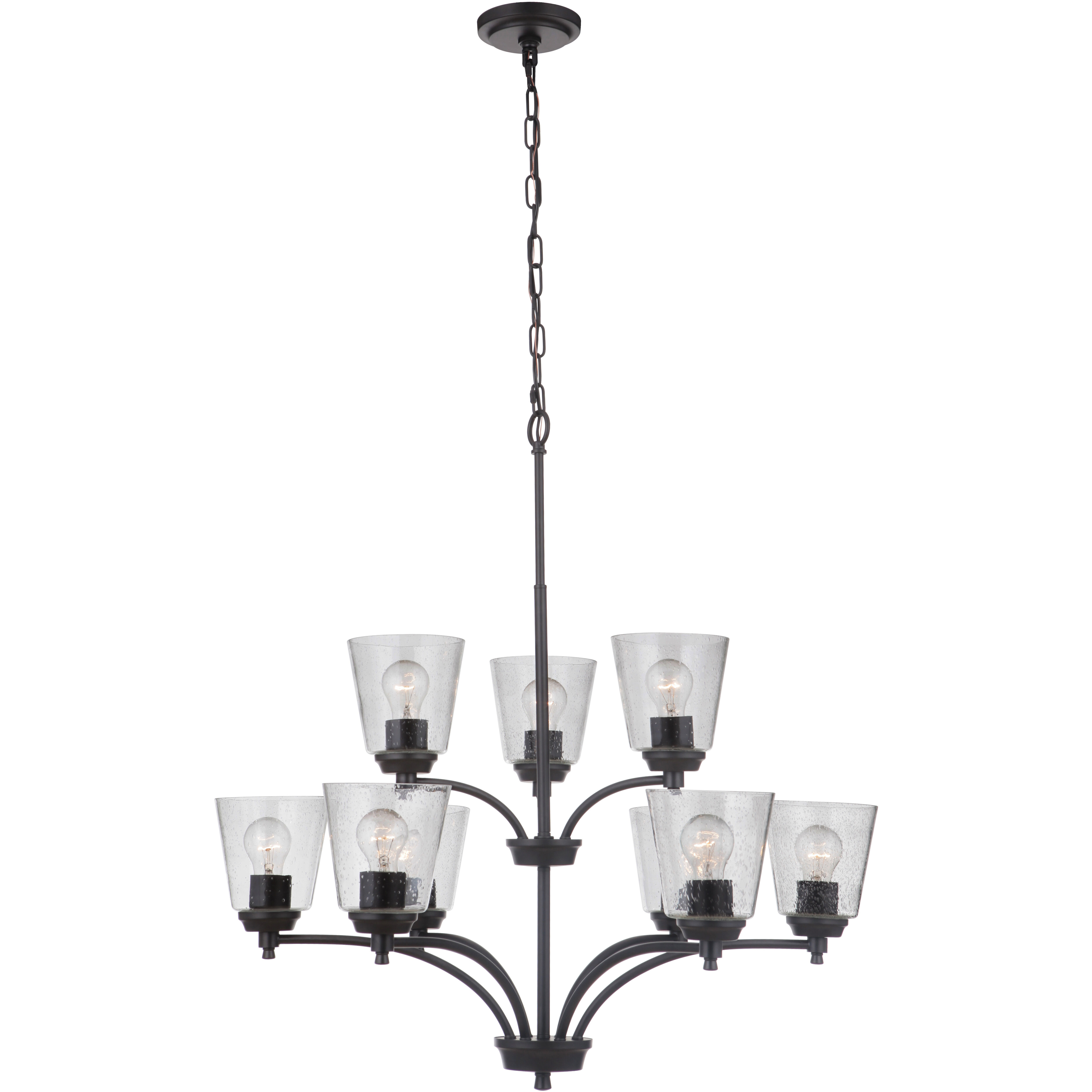 Neighborhood Tyler 9 Light 31.5 inch Flat Black Chandelier Ceiling Light in Clear Seeded, Neighborhood Collection