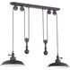 Jeremiah 2 Light 12 inch Aged Bronze Brushed Pulley Pendant Ceiling Light