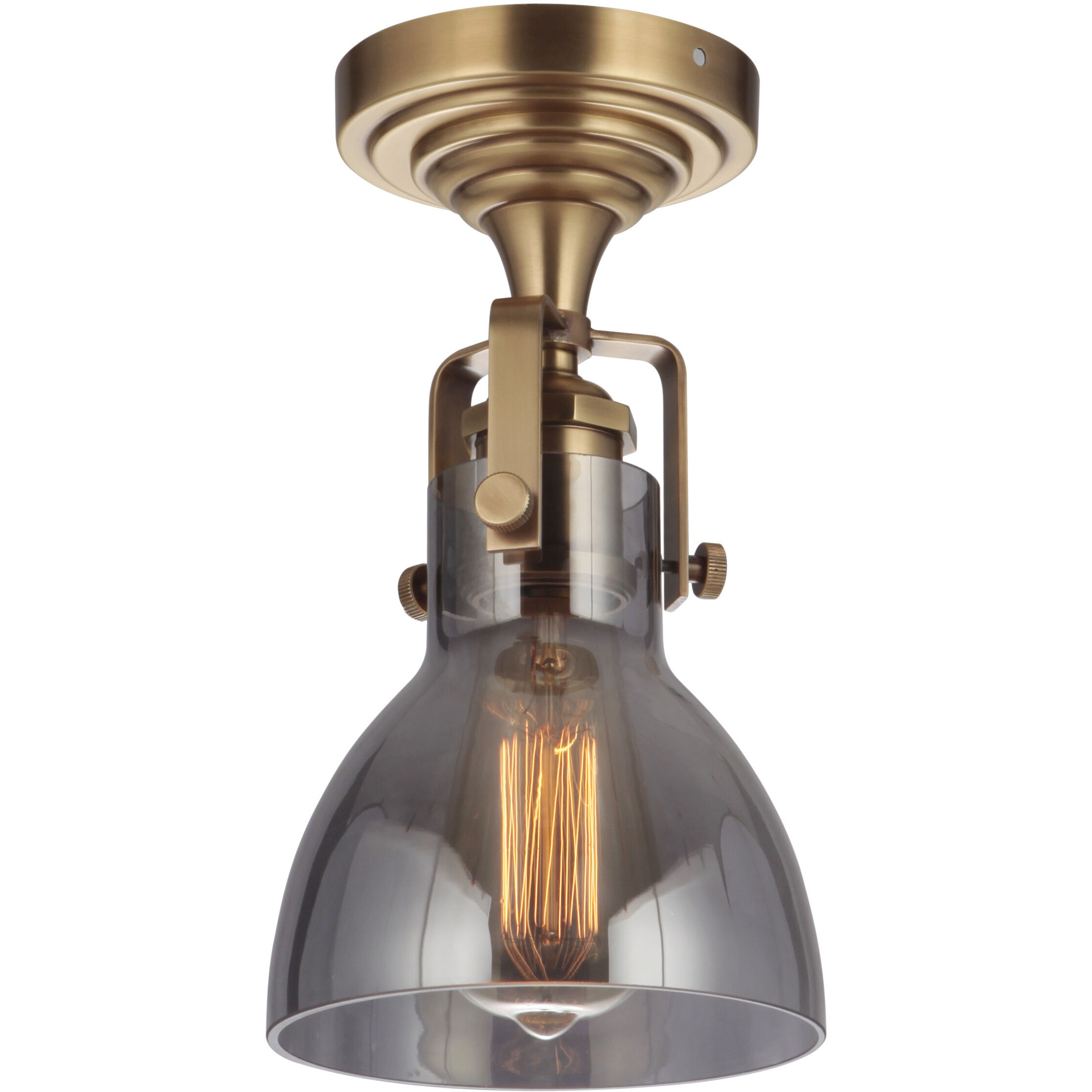 Gallery State House 1 Light 6 inch Vintage Brass Semi Flush Ceiling Light