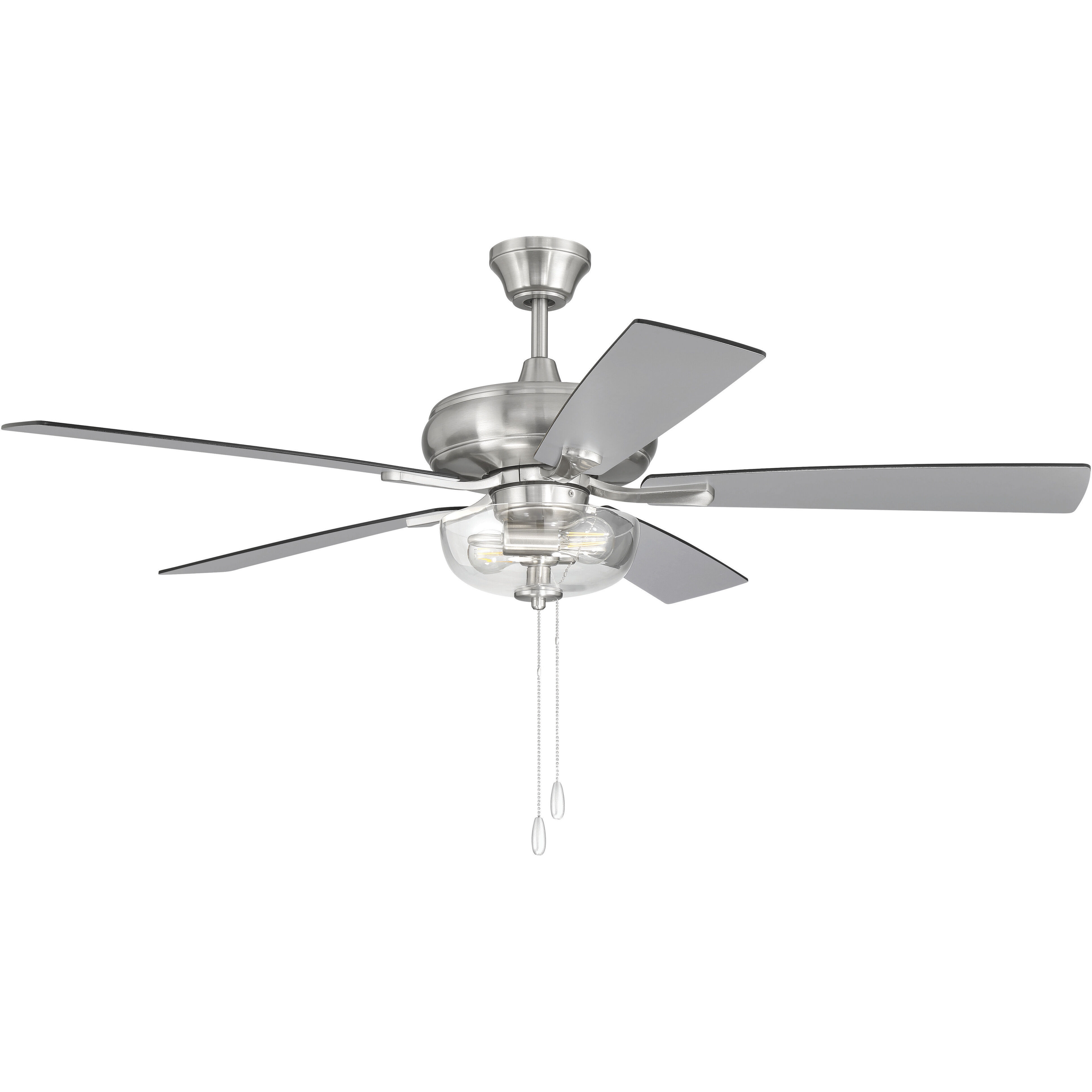 Eos 52 inch Brushed Polished Nickel with Brushed Nickel/Greywood Blades Ceiling Fan