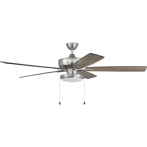 Super Pro 119 60 inch Brushed Polished Nickel with Driftwood/Grey Walnut Blades Contractor Ceiling Fan, Pan