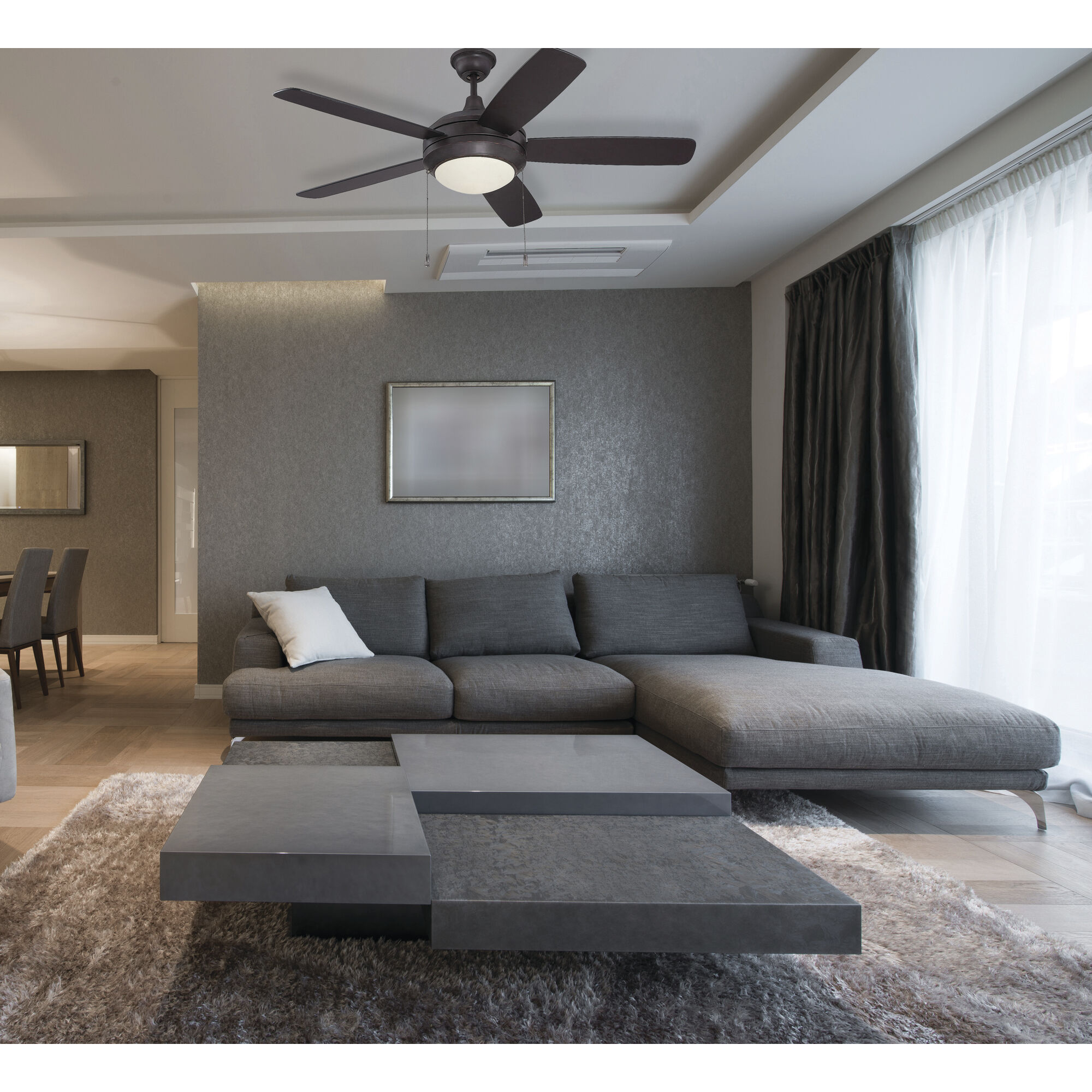 Helios 52 inch Brushed Polished Nickel with Brushed Nickel Blades Ceiling Fan