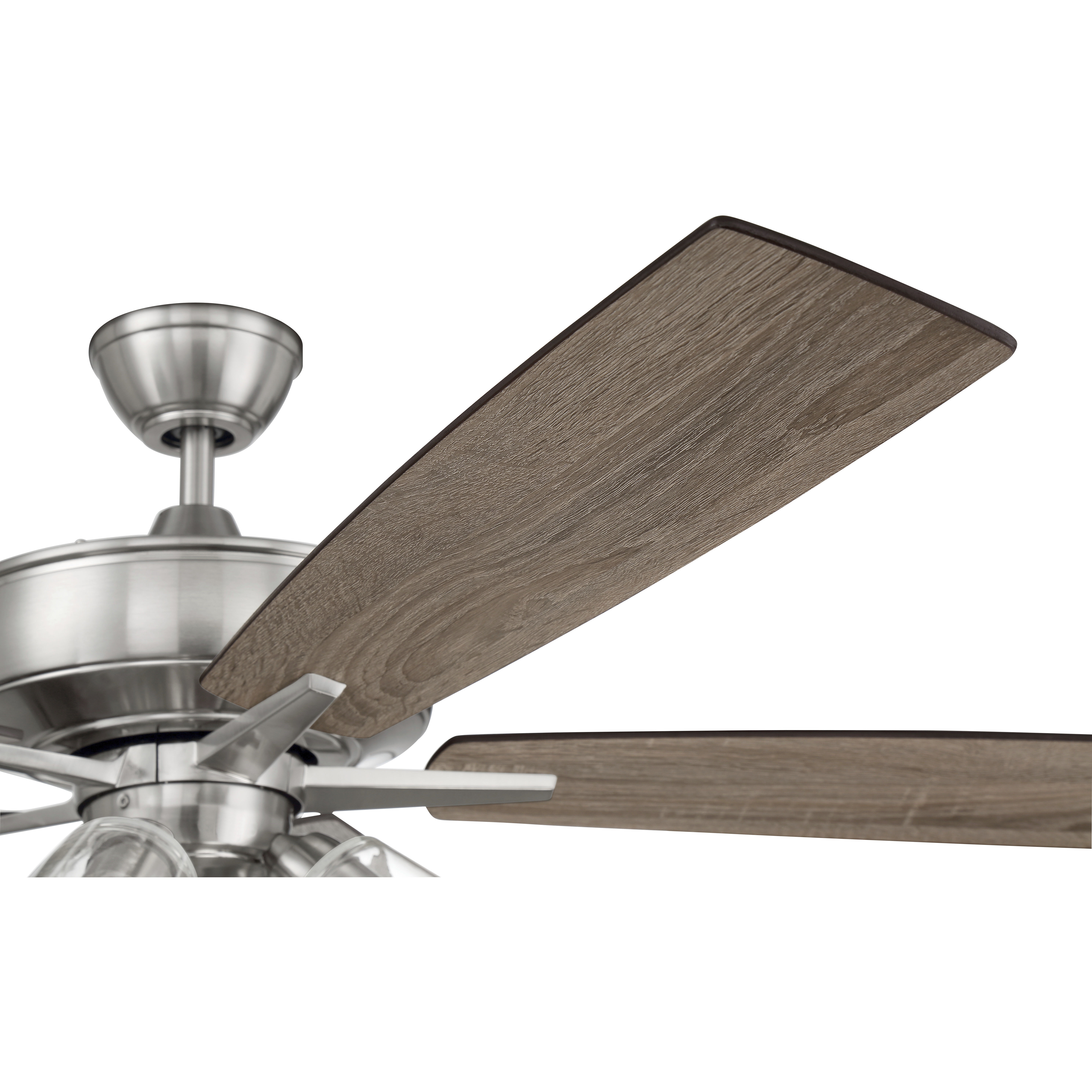 Super Pro 104 60 inch Brushed Polished Nickel with Driftwood/Grey Walnut  Blades Contractor Ceiling Fan