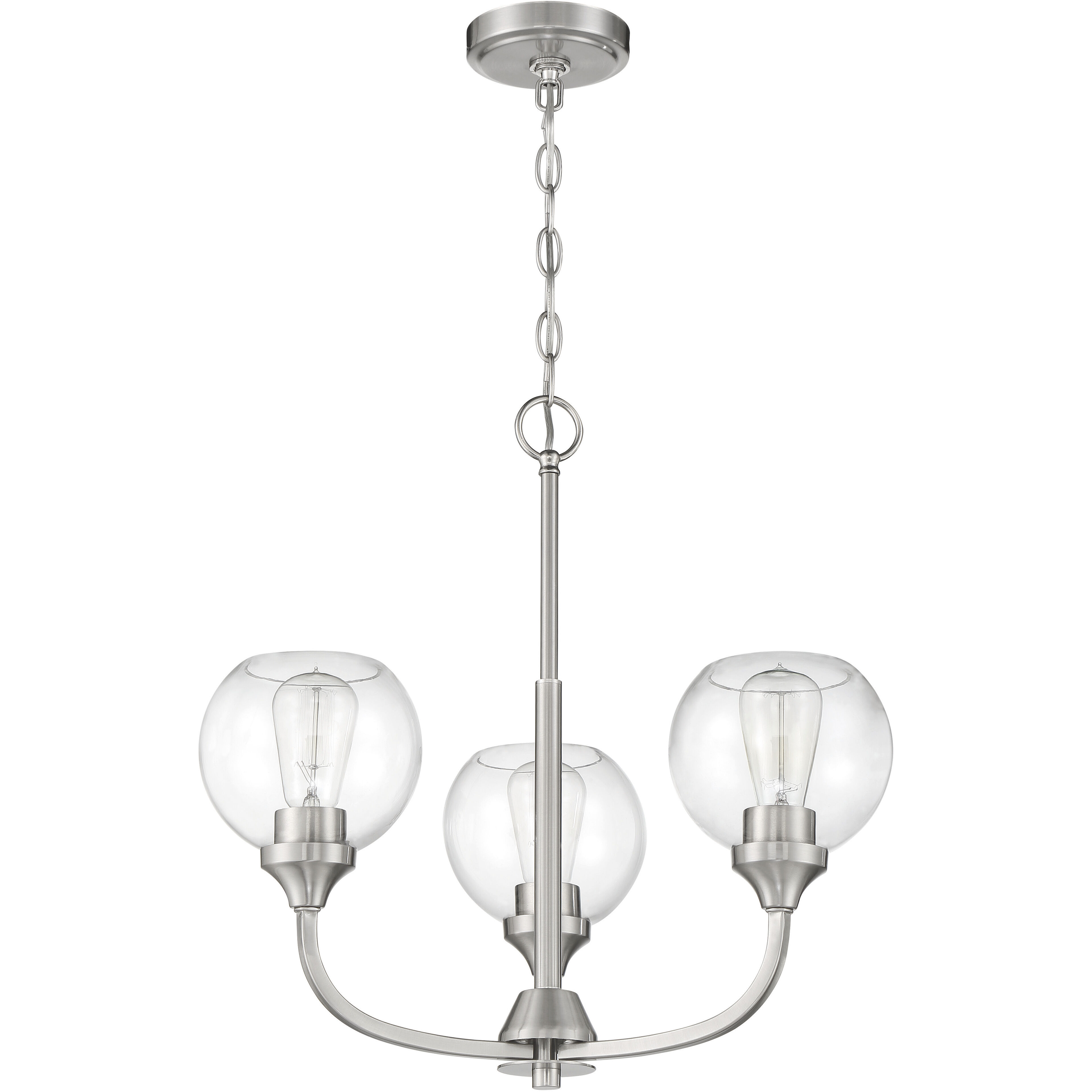 Glenda 3 Light 20 inch Brushed Polished Nickel Chandelier Ceiling Light