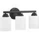 Neighborhood Bolden 3 Light 18 inch Flat Black Vanity Light Wall Light in White Frost Glass, Neighborhood Collection 