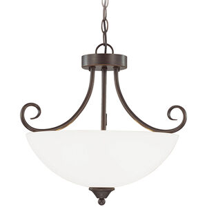 Raleigh 3 Light 19 inch Old Bronze Convertible Semi Flush Ceiling Light in White Frosted Glass, Convertible