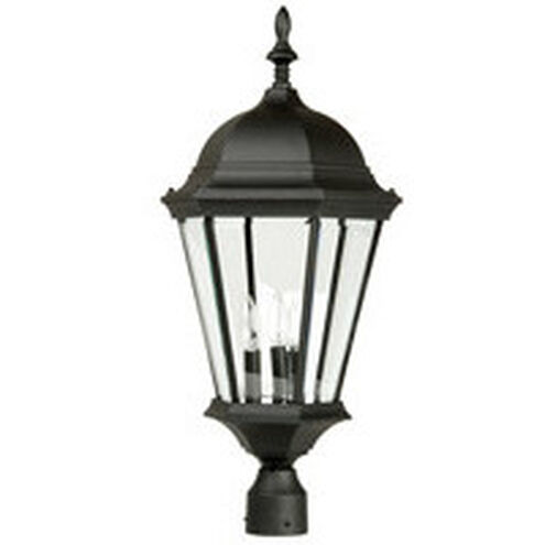 Straight Glass 3 Light 28 inch Textured Black Outdoor Post Mount, Large