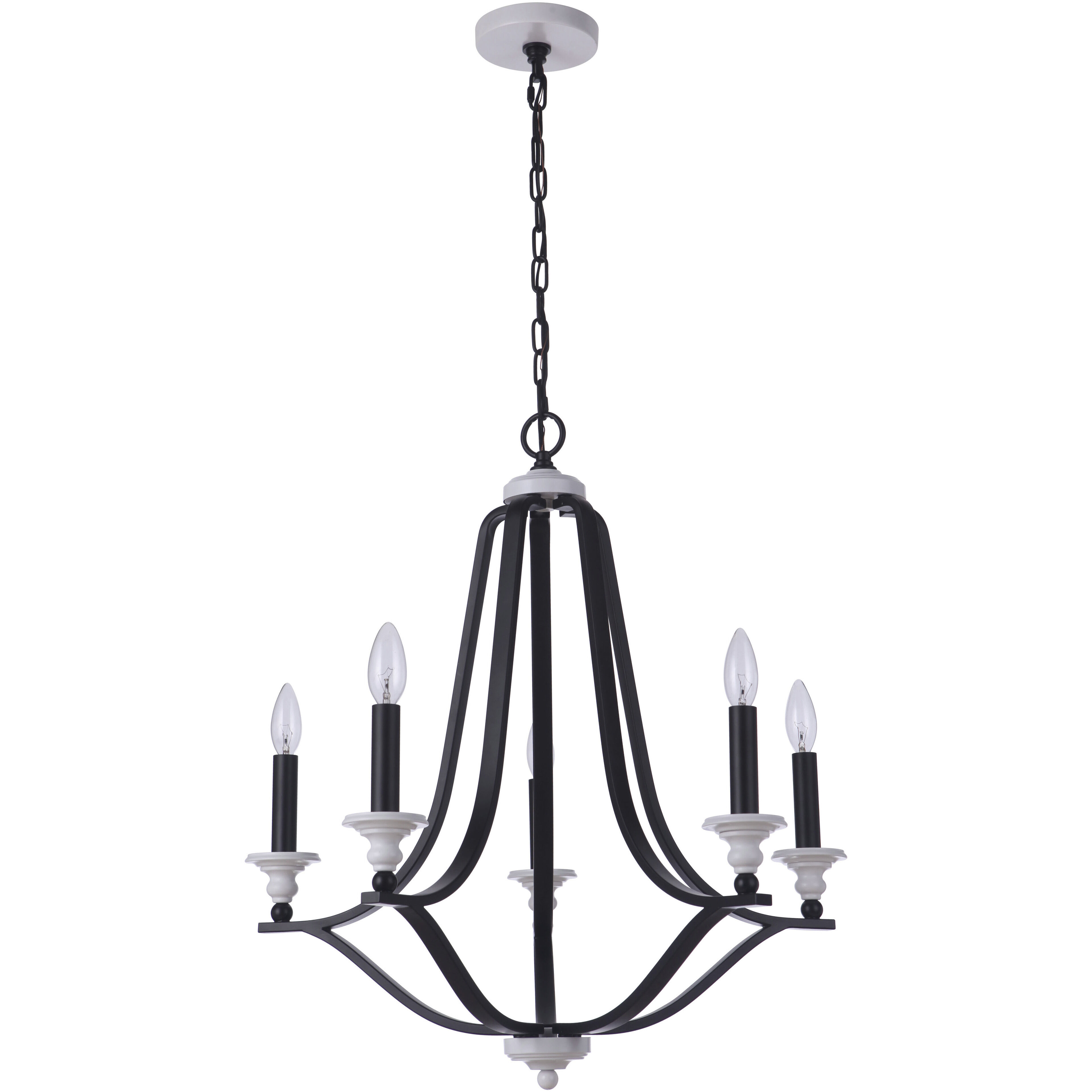 Esme 5 Light 25 inch Flat Black and Matte White Chandelier Ceiling Light