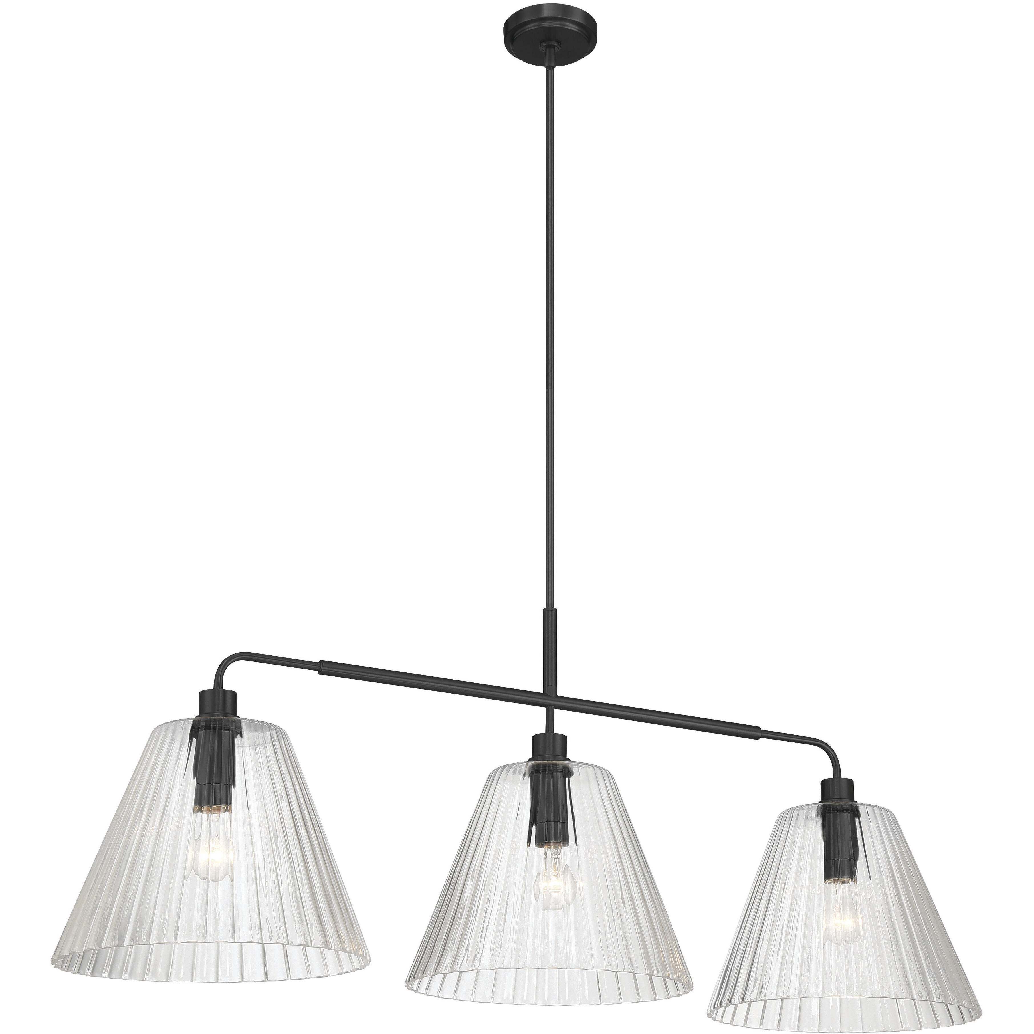 Pleated 3 Light 14 inch Flat Black Island Light Ceiling Light