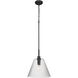Pleated 1 Light 14 inch Flat Black Pendant Ceiling Light