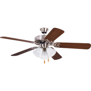 Builder Deluxe 52 inch Brushed Polished Nickel with Ash/Mahogany Blades Contractor Ceiling Fan