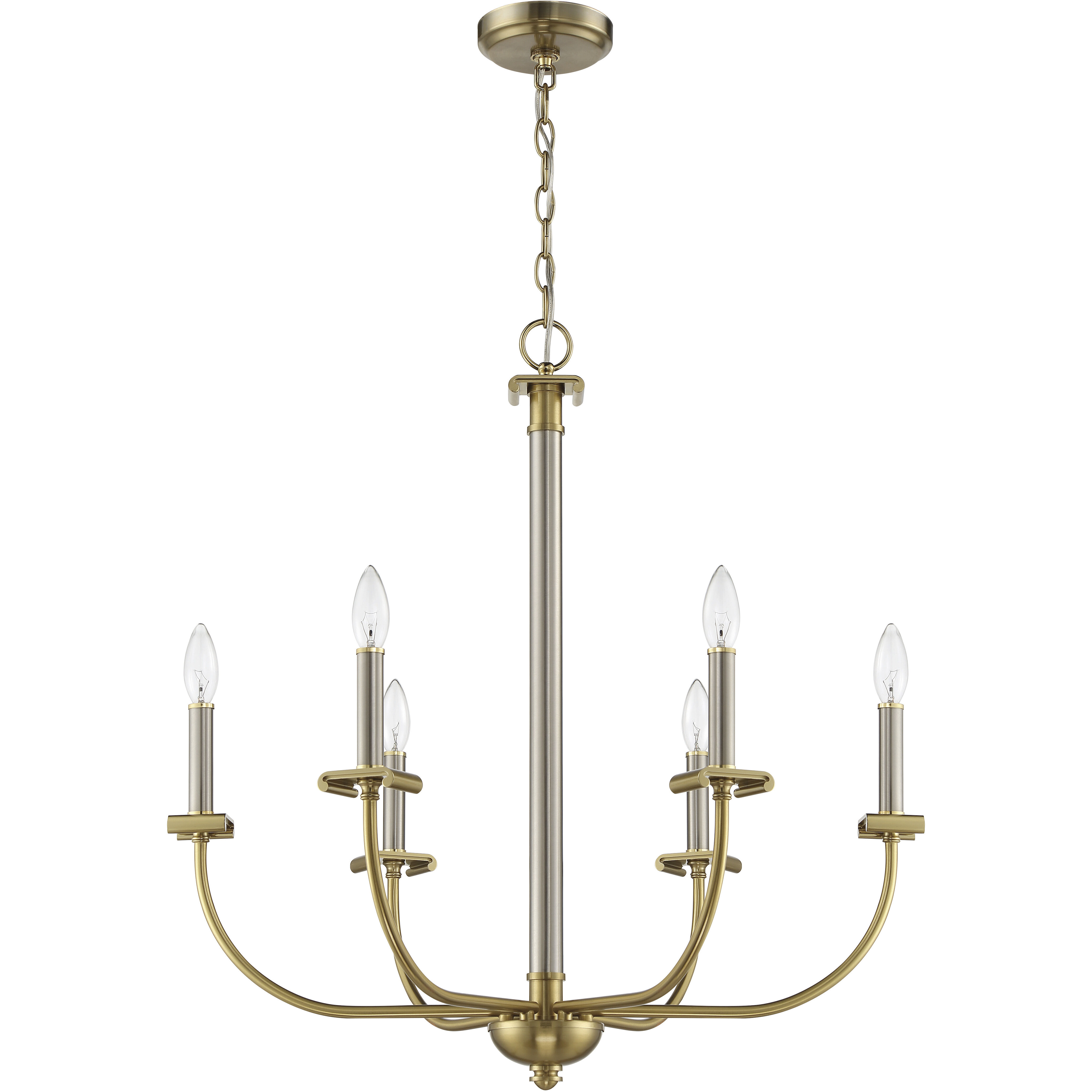 Stanza 6 Light 26 inch Brushed Polished Nickel / Satin Brass Chandelier Ceiling Light