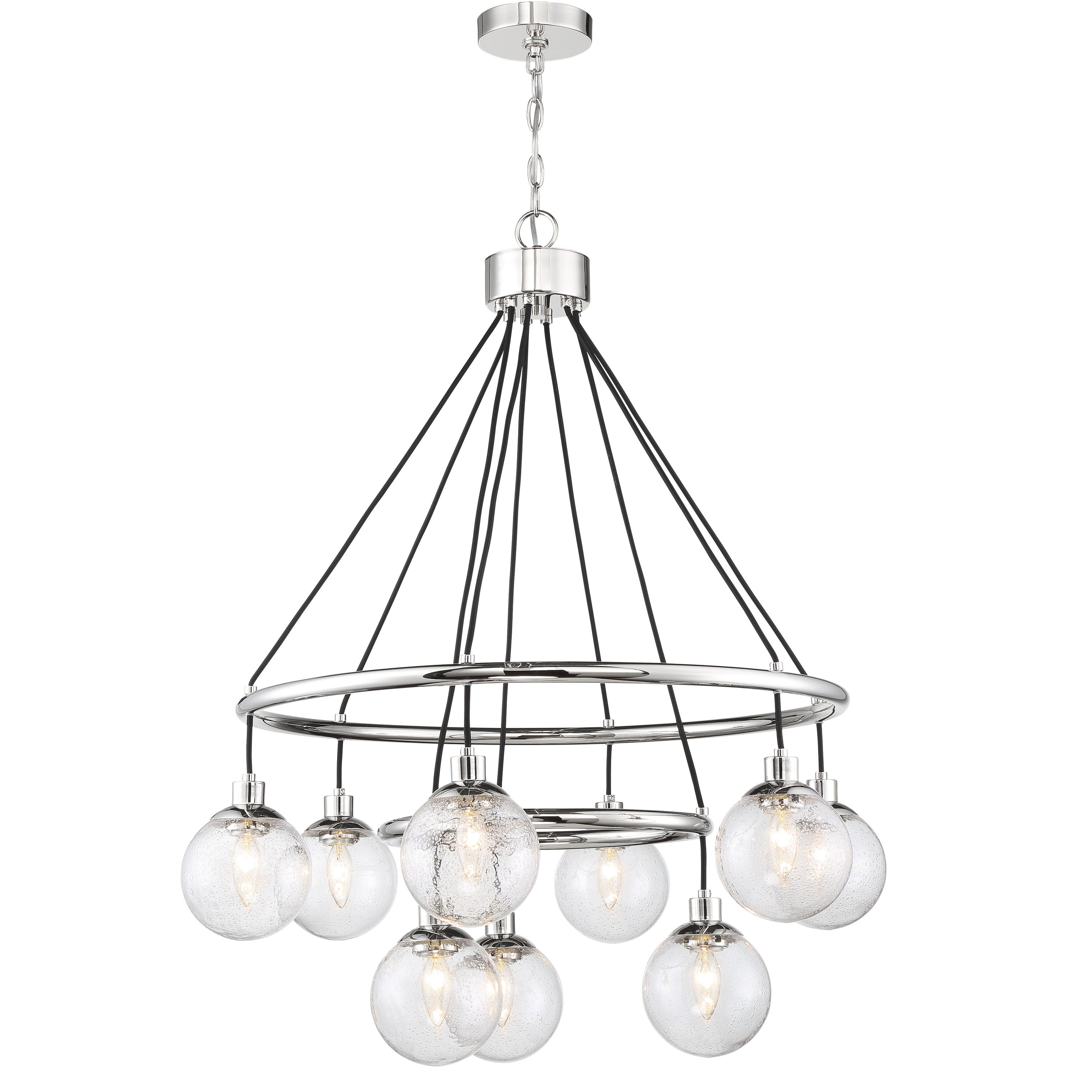 Que 9 Light 31.25 inch Chrome Chandelier Ceiling Light