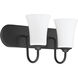 Neighborhood Gwyneth 2 Light 18 inch Flat Black Vanity Light Wall Light in White Frost Glass, Neighborhood Collection