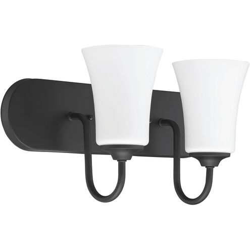 Neighborhood Gwyneth 2 Light 18 inch Flat Black Vanity Light Wall Light in White Frost Glass, Neighborhood Collection