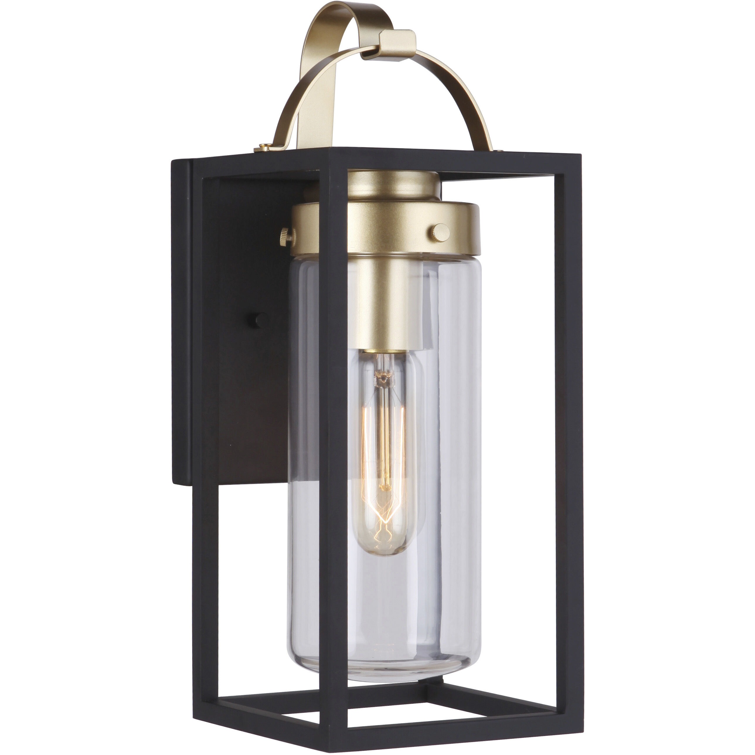 Neo 1 Light 14 inch Midnight / Satin Brass Outdoor Wall Lantern
