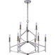 The Reserve 9 Light 32.25 inch Matte White/Satin Brass Chandelier Ceiling Light, 2-Tier