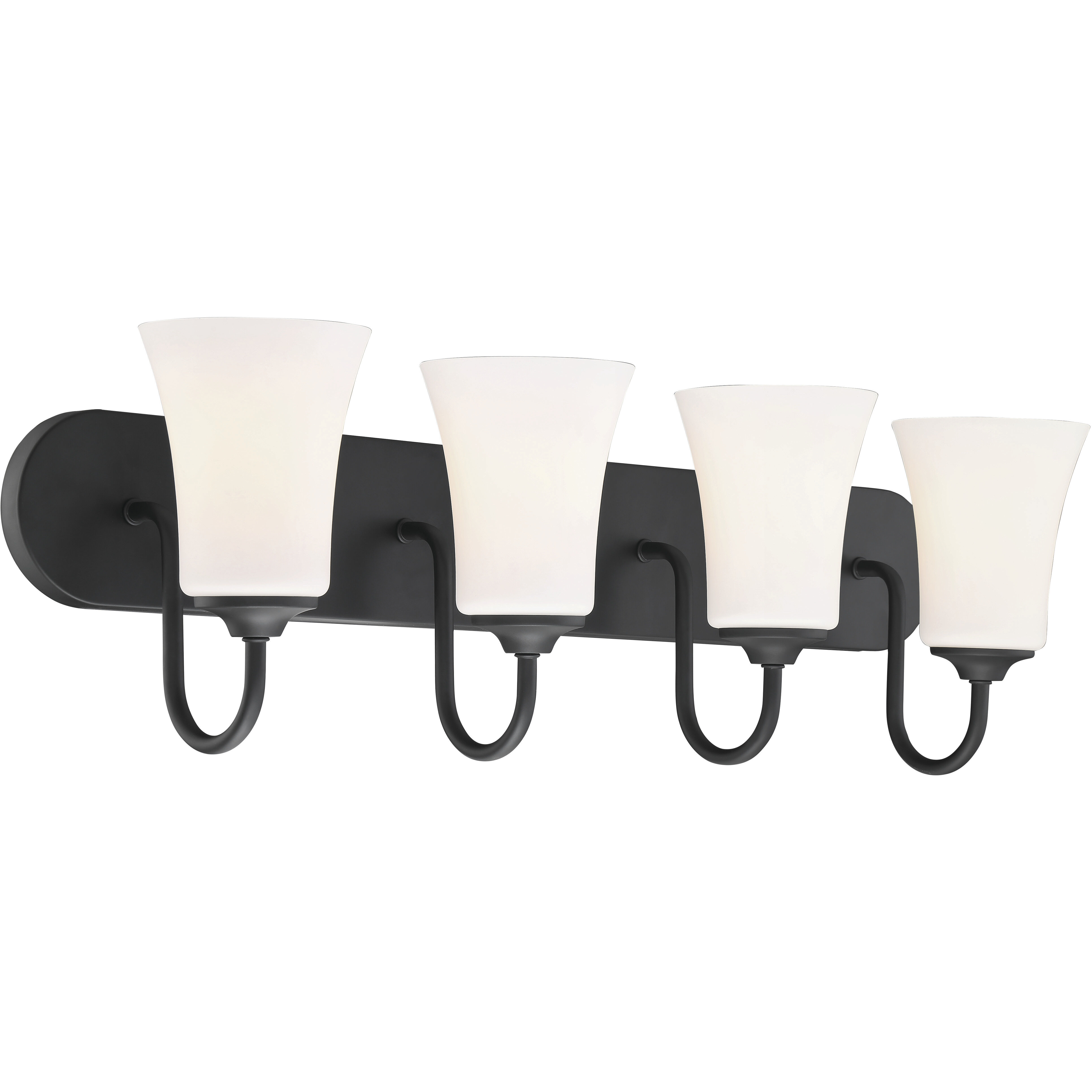 Neighborhood Gwyneth 4 Light 30 inch Flat Black Vanity Light Wall Light in White Frost Glass, Neighborhood Collection