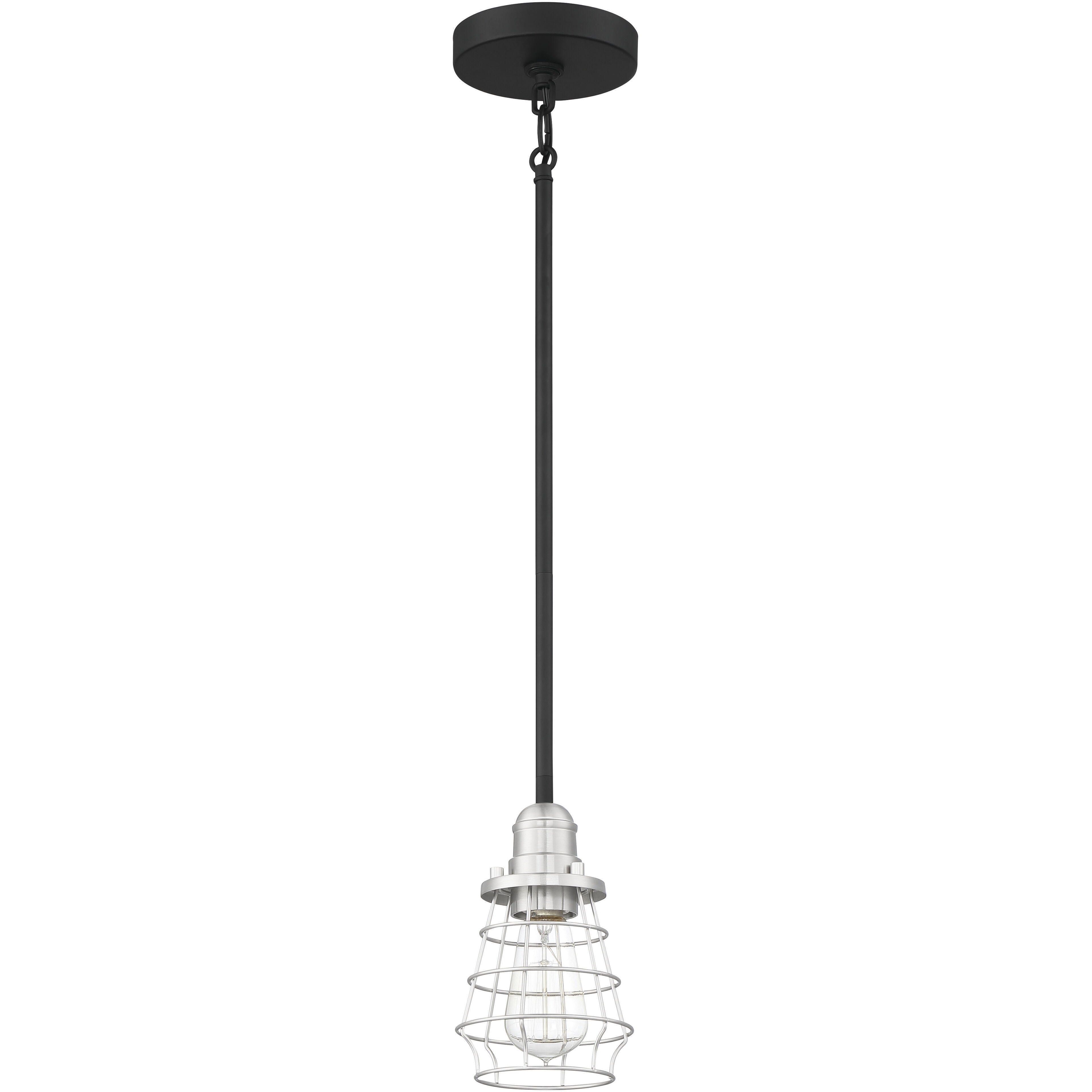 Neighborhood Thatcher 1 Light 5 inch Flat Black/Brushed Polished Nickel Mini Pendant Ceiling Light, Neighborhood Collection