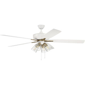 Super Pro 4 60 inch White and Satin Brass with White/Washed Oak Blades Contractor Fan in White/Satin Brass