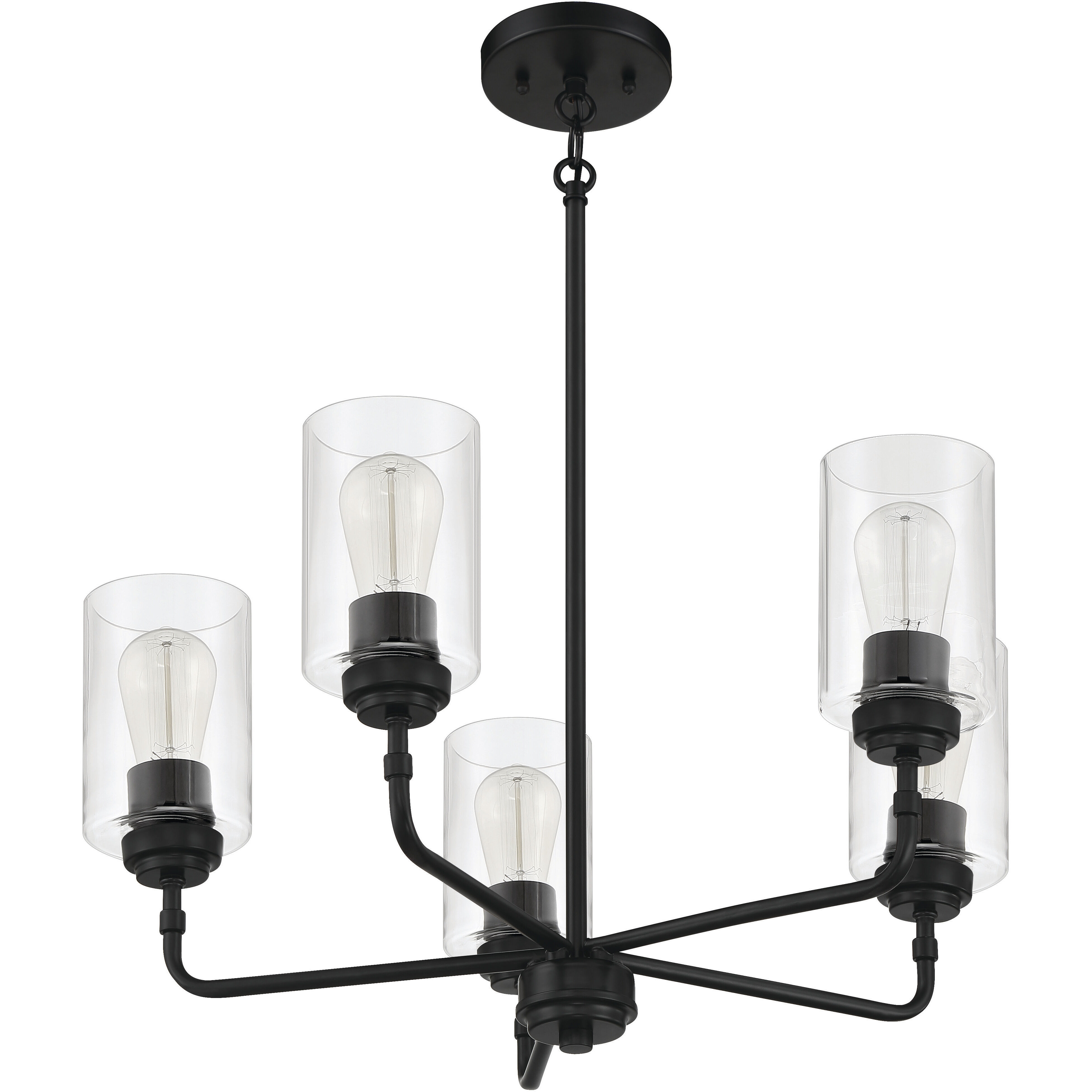 Stowe 5 Light 23 inch Flat Black Chandelier Ceiling Light