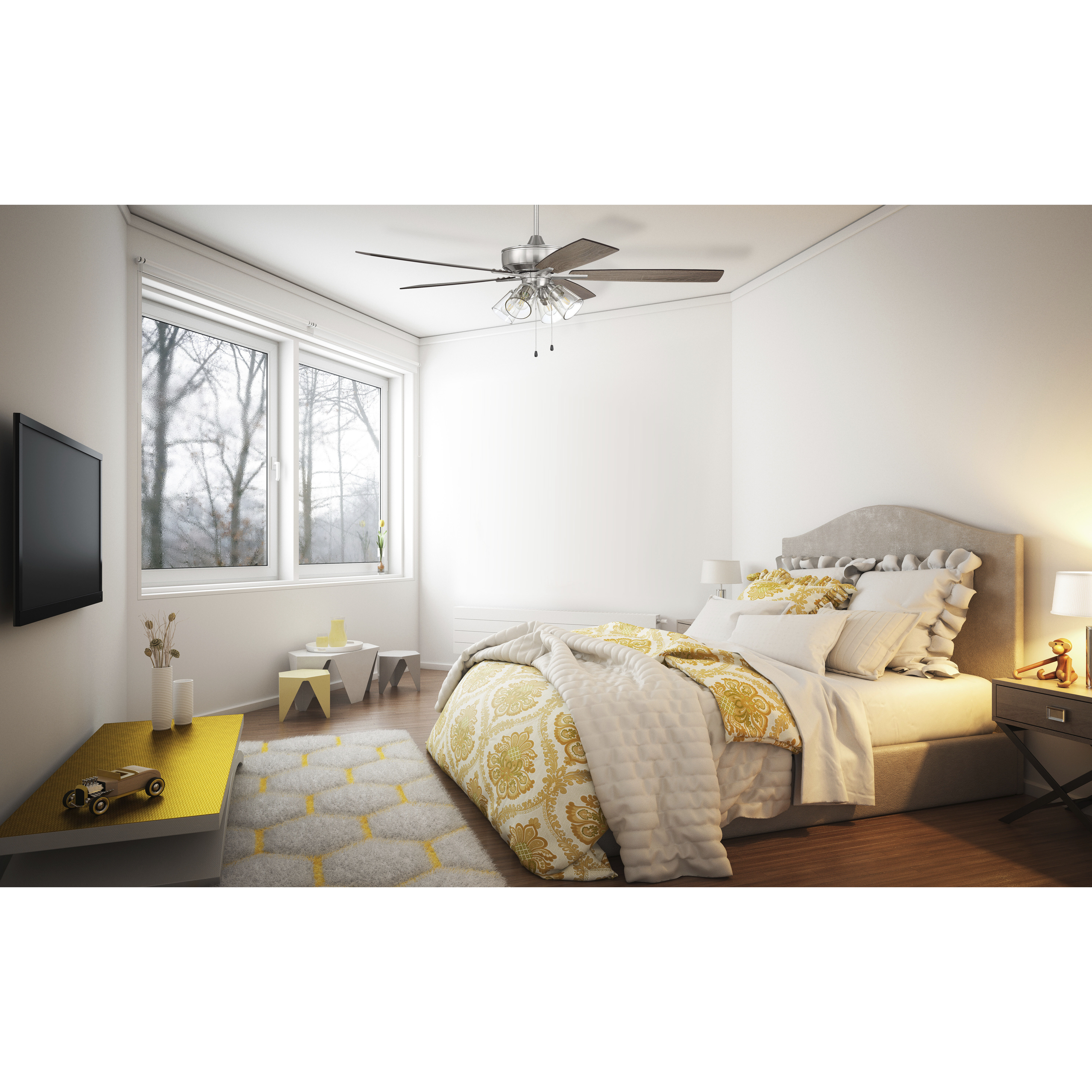 Super Pro 104 60 inch Brushed Polished Nickel with Driftwood/Grey Walnut Blades Contractor Ceiling Fan