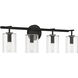 Hailie 4 Light 28 inch Flat Black Vanity Light Wall Light