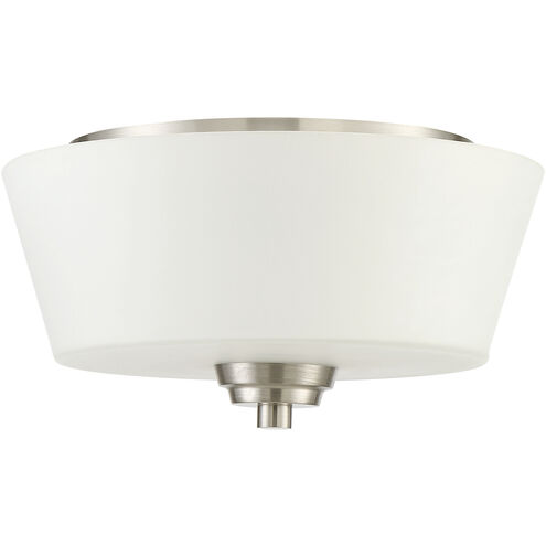 Neighborhood Grace 2 Light 13 inch Brushed Polished Nickel Flushmount Ceiling Light in Frost White, Jeremiah