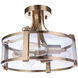 Elliot 3 Light 13 inch Satin Brass Semi Flush Ceiling Light