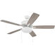 Pro Plus 119 52 inch White with White/Washed Oak Blades Contractor Ceiling Fan, Pan